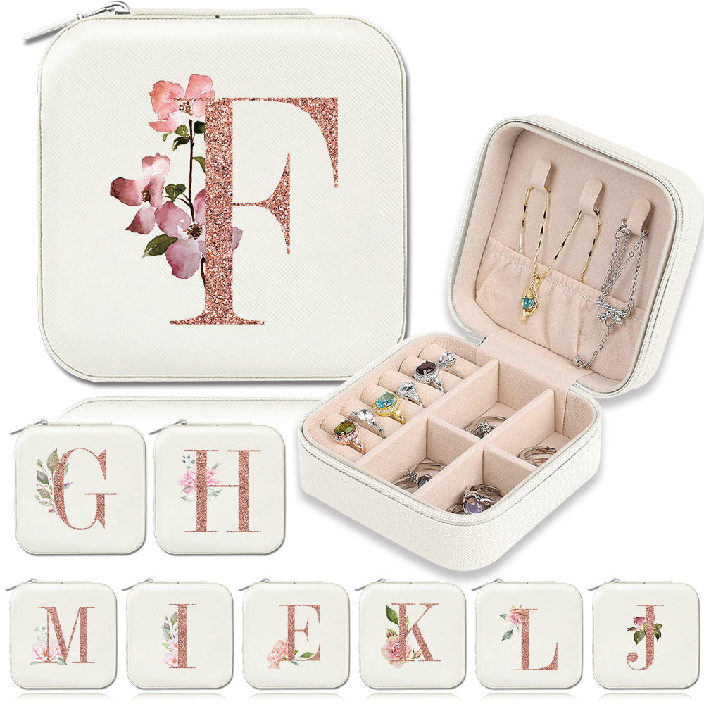 Caja de almacenamiento para joyas para anillos, collares y pendientes, organizador compacto de viaje