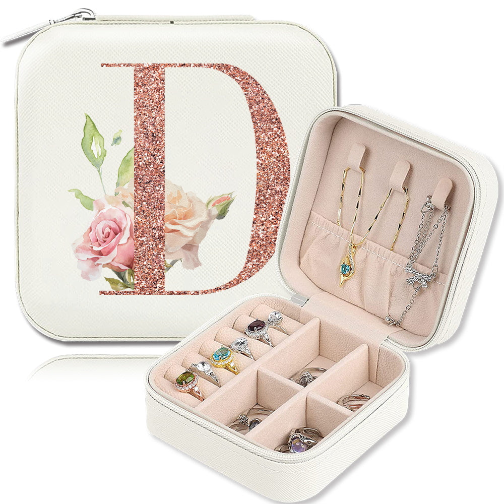 Caja de almacenamiento para joyas para anillos, collares y pendientes, organizador compacto de viaje