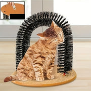 Multifunctional Cat Self-Grooming Toy with Hair Brush and Scratching Pad