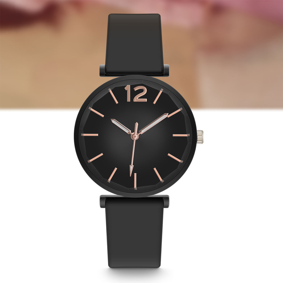 Women's Retro Gradient Dial Quartz Silicone Watch with Round Analog Display