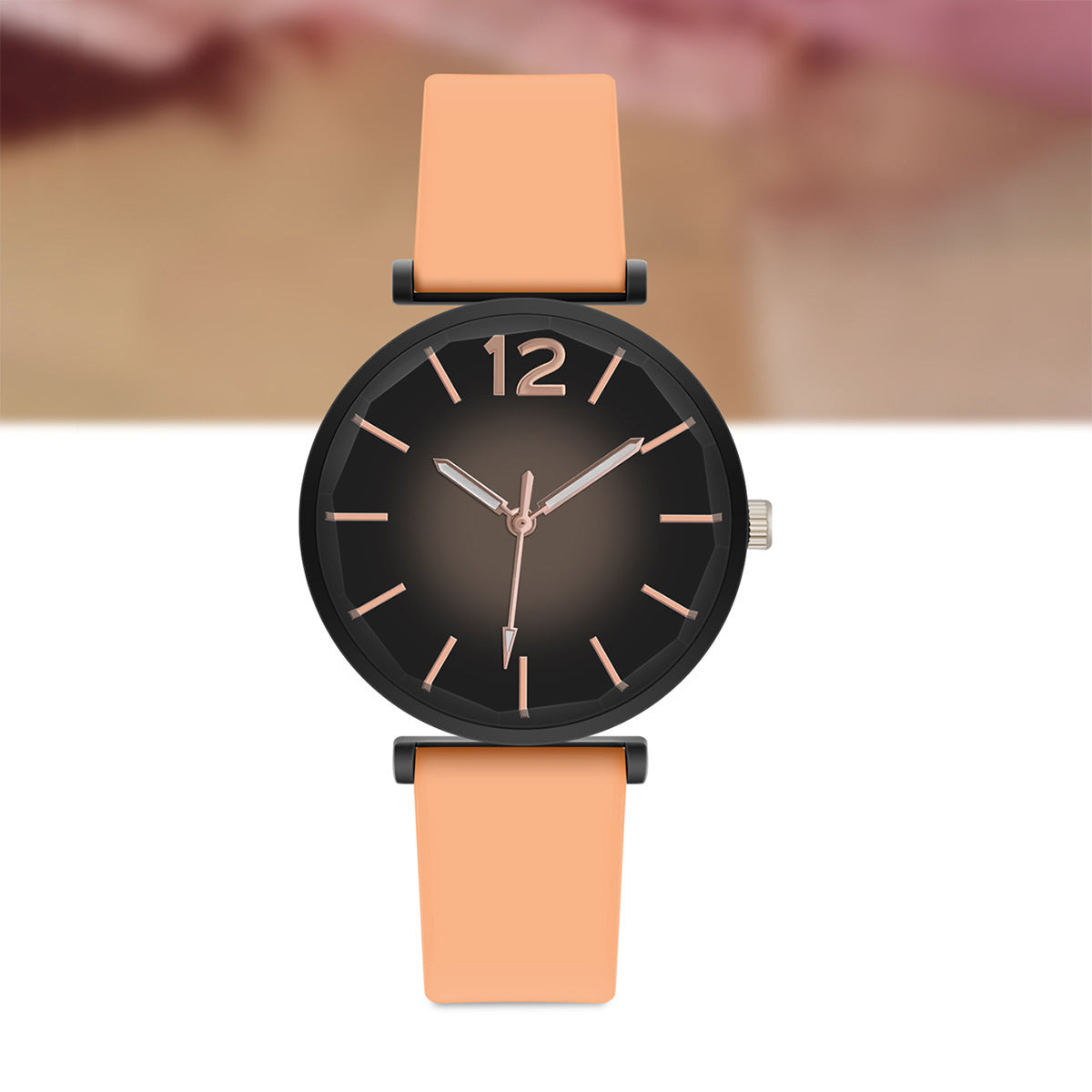 Women's Retro Gradient Dial Quartz Silicone Watch with Round Analog Display