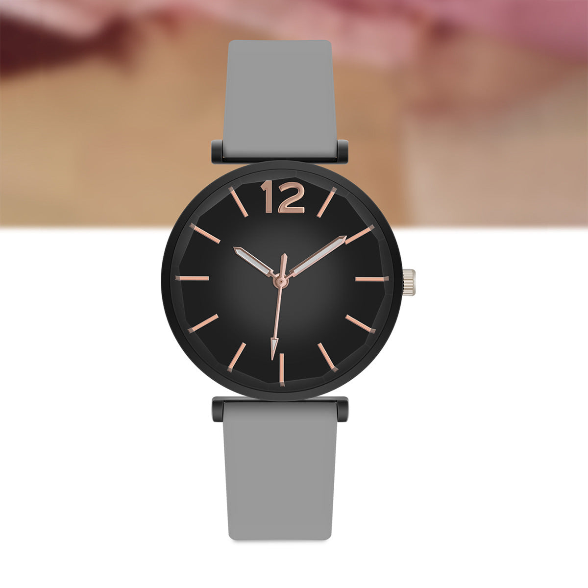Women's Retro Gradient Dial Quartz Silicone Watch with Round Analog Display