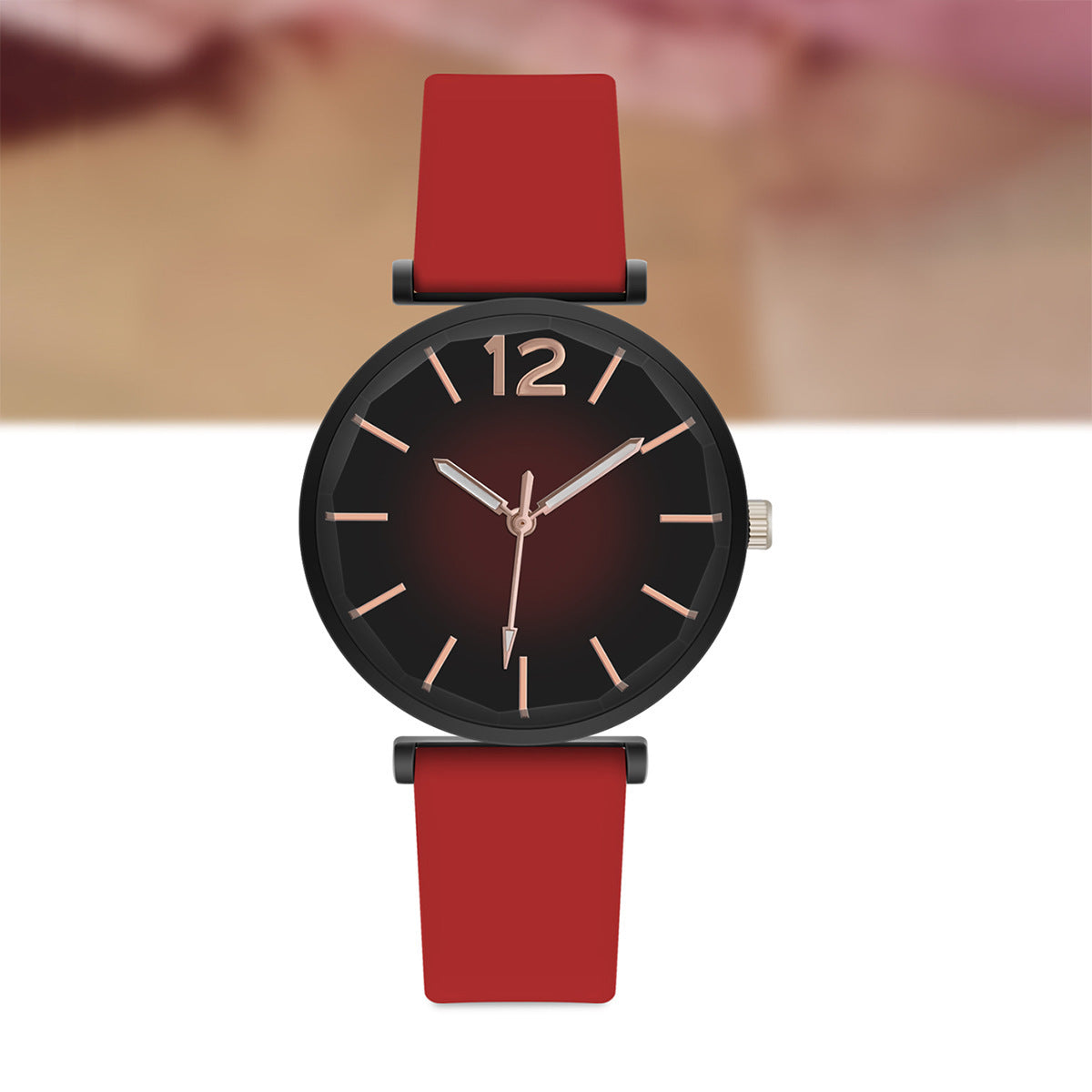 Women's Retro Gradient Dial Quartz Silicone Watch with Round Analog Display