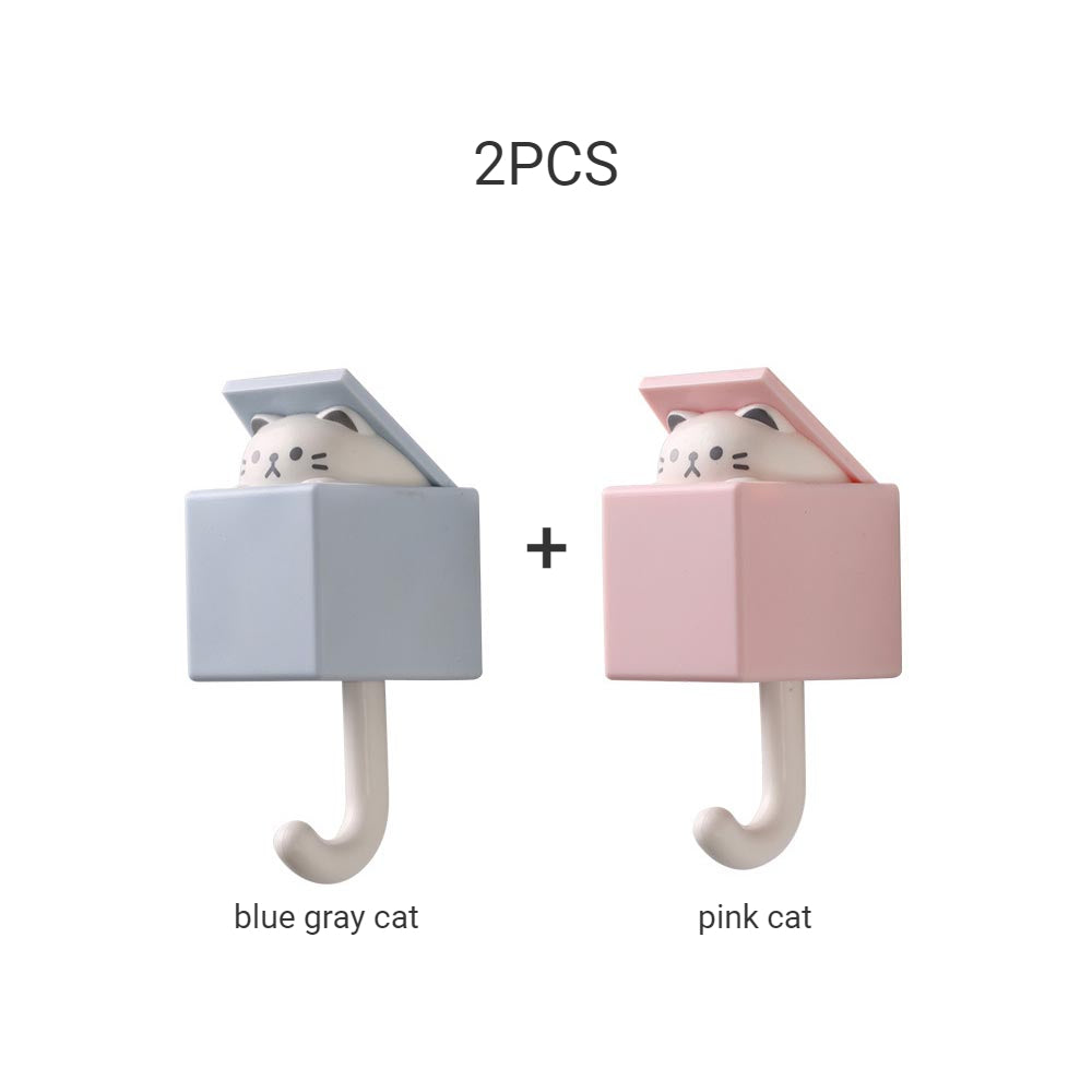 Juego de ganchos retráctiles para pared de gatos, ganchos adhesivos no dejan marcas para llaves, abrigos, baño, cocina, oficina