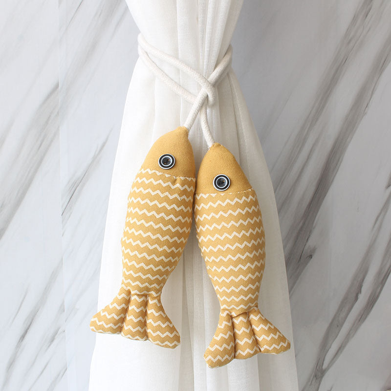 Cierre de cortina con patrón de peces grandes, estilo nórdico, para sala de estar o dormitorio
