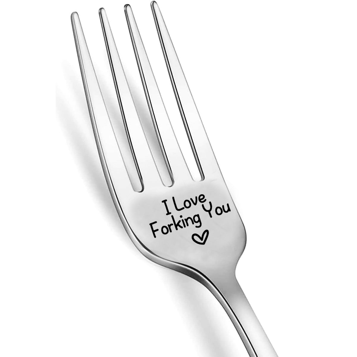 Polished Stainless Steel Fork Laser Engraved I Love You Romantic Gift for Wedding Anniversary