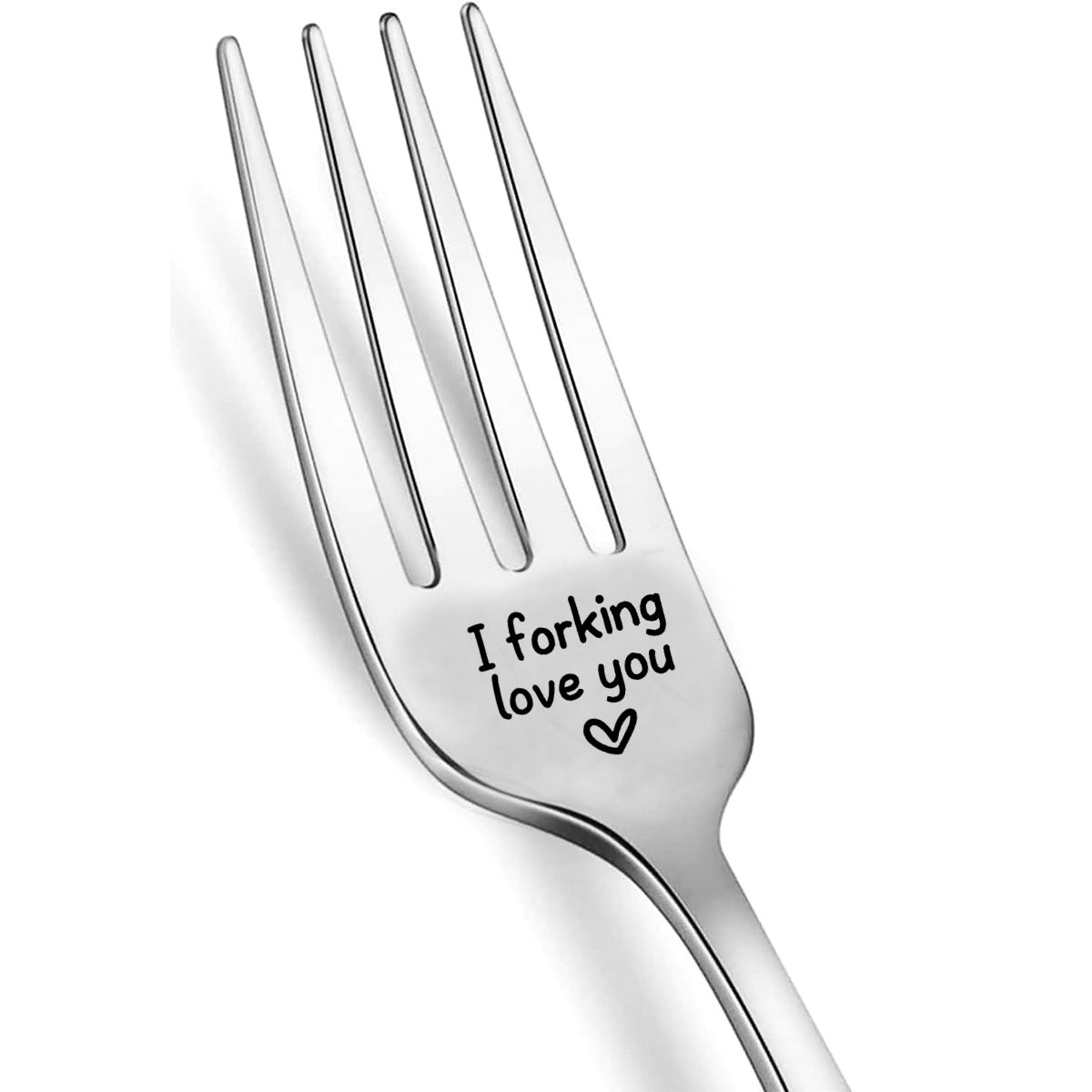 Polished Stainless Steel Fork Laser Engraved I Love You Romantic Gift for Wedding Anniversary