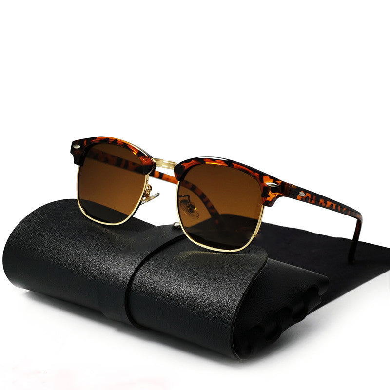 Luxury Semi-Rimless Retro Fashion Glasses for Men and Women Iron Alloy Frame AC Lenses