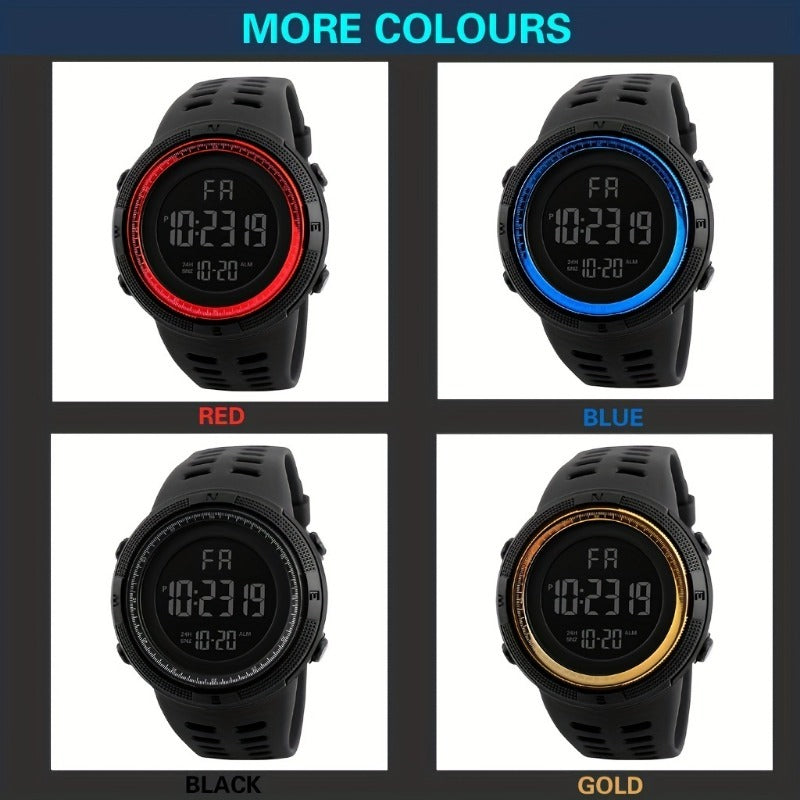Men's Digital Watch Oversized Dial Glow-in-the-Dark Alarm Silicone Strap Not Waterproof