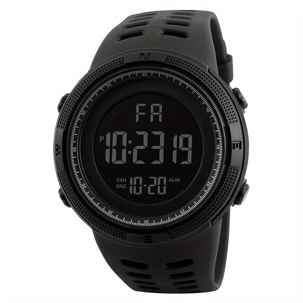 Men's Digital Watch Oversized Dial Glow-in-the-Dark Alarm Silicone Strap Not Waterproof