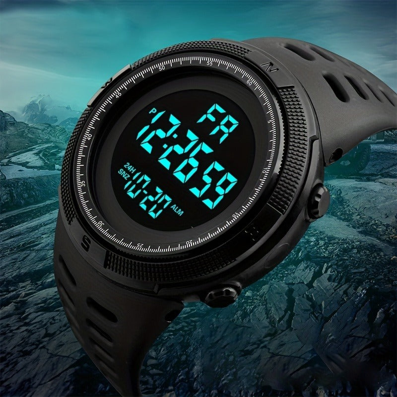 Men's Digital Watch Oversized Dial Glow-in-the-Dark Alarm Silicone Strap Not Waterproof