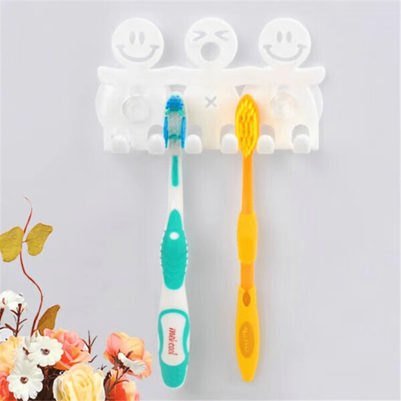 Wall Mounted Toothbrush Holder Suction Cup 5 Position Bathroom Accessories