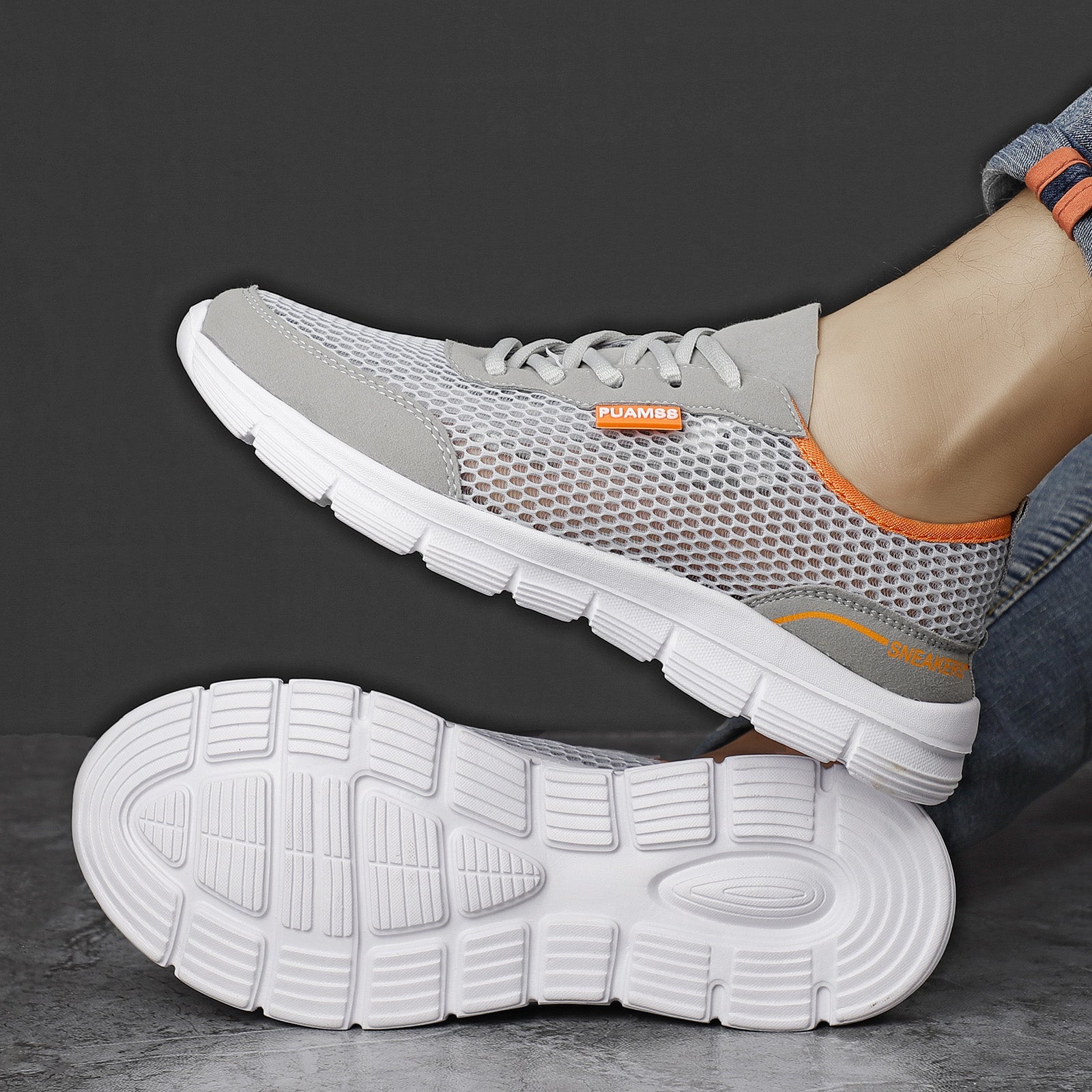 Men's Breathable Non-Slip Lace-Up Sneakers for Outdoor Activities