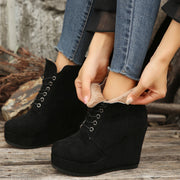 Women's Fuzzy Lace-Up Platform Warm Plush Winter Boots