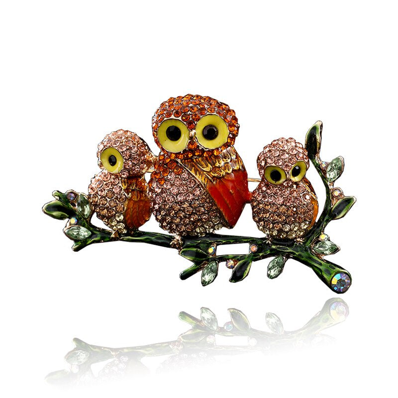 Cute Owl Brooch Rhinestones Animal-Themed Pin for Hats Jeans Coats Bags Accessories