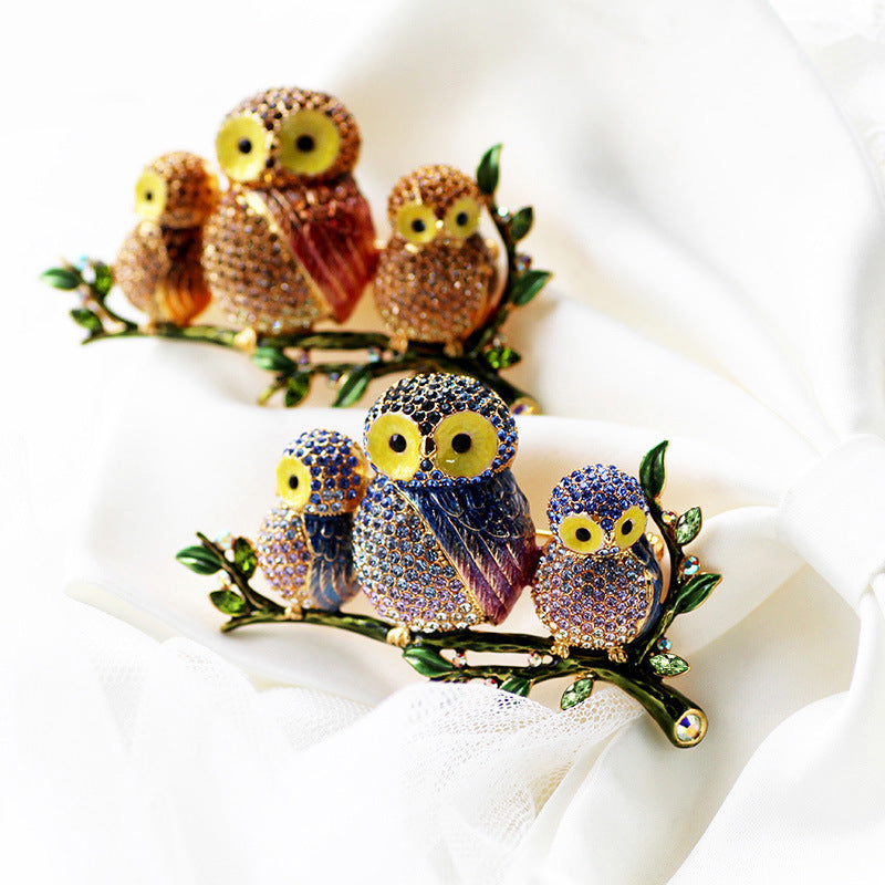 Cute Owl Brooch Rhinestones Animal-Themed Pin for Hats Jeans Coats Bags Accessories