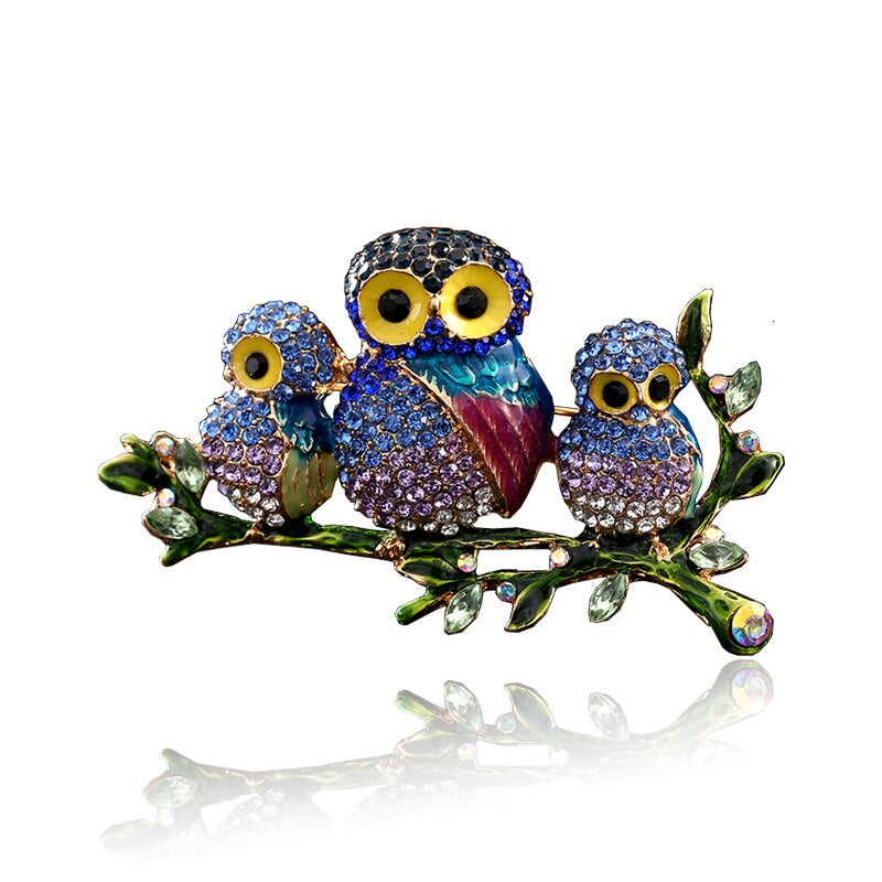 Cute Owl Brooch Rhinestones Animal-Themed Pin for Hats Jeans Coats Bags Accessories