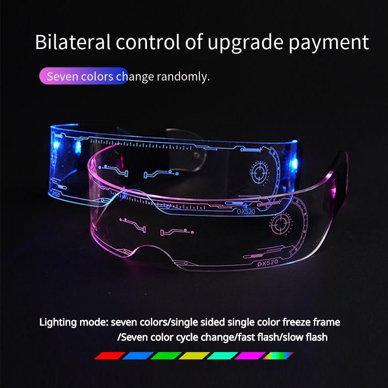 LED Glasses Punk Style with 7 Colors Light Up for Parties