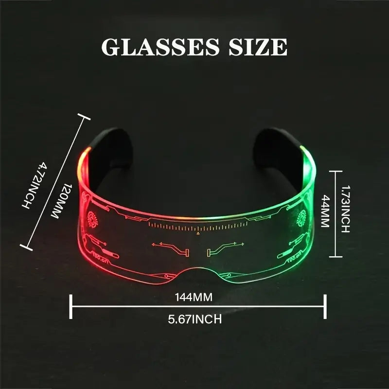 LED Glasses Punk Style with 7 Colors Light Up for Parties
