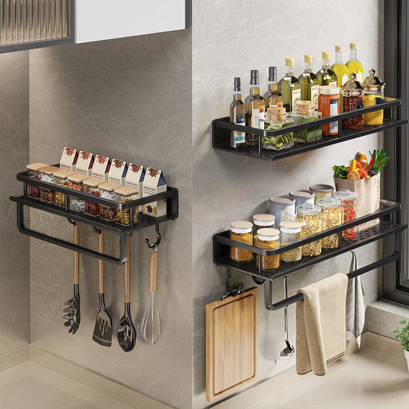 Organizador de estantes de cocina multifuncional con estante para especias, soporte para toallas de montaje en pared