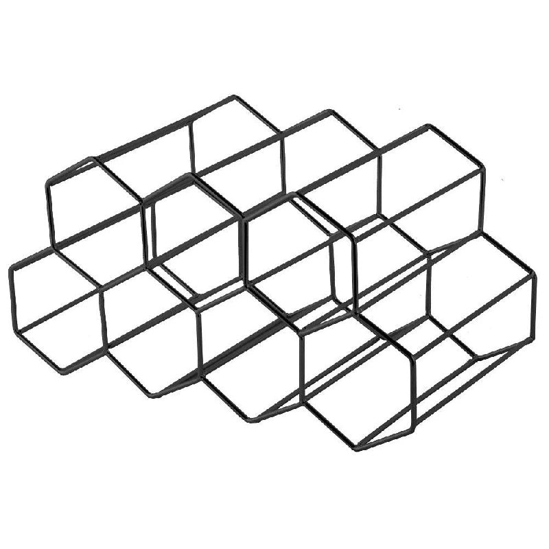 Qora metall asal honeycomb vino rack 7 ta shisha sig'imi bilan oshxona yoki mehmonxona uchun olti burchakli tarmoq ko'rsatuvchi tashkilotchi