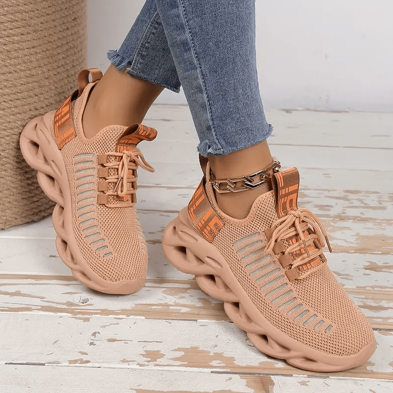 Women's Mesh Lace-Up Running Shoes Lightweight Shock Absorbent Sneakers