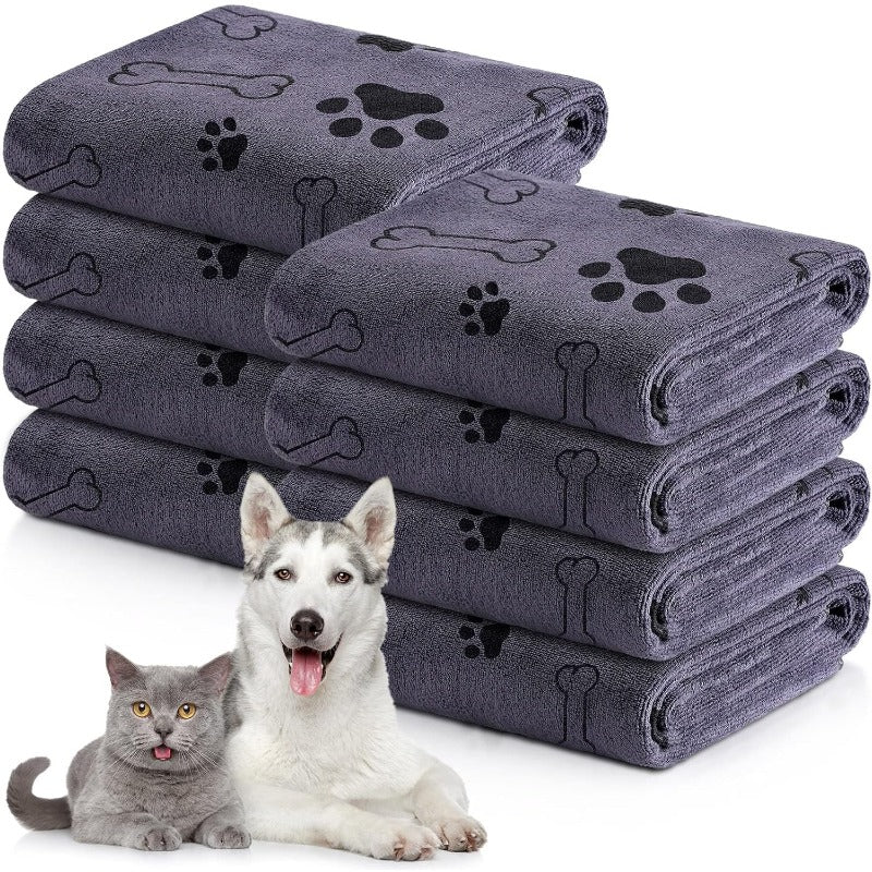 Microfiber Pet Towel for Dogs 60x100cm Super Absorbent Quick Dry Paw Print Design