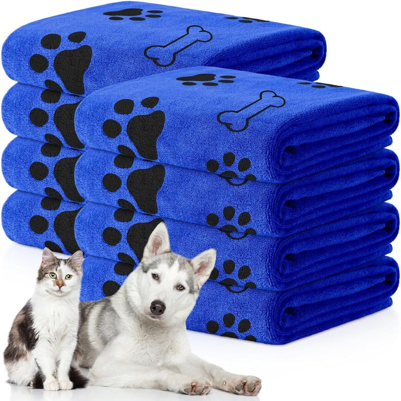 Microfiber Pet Towel for Dogs 60x100cm Super Absorbent Quick Dry Paw Print Design