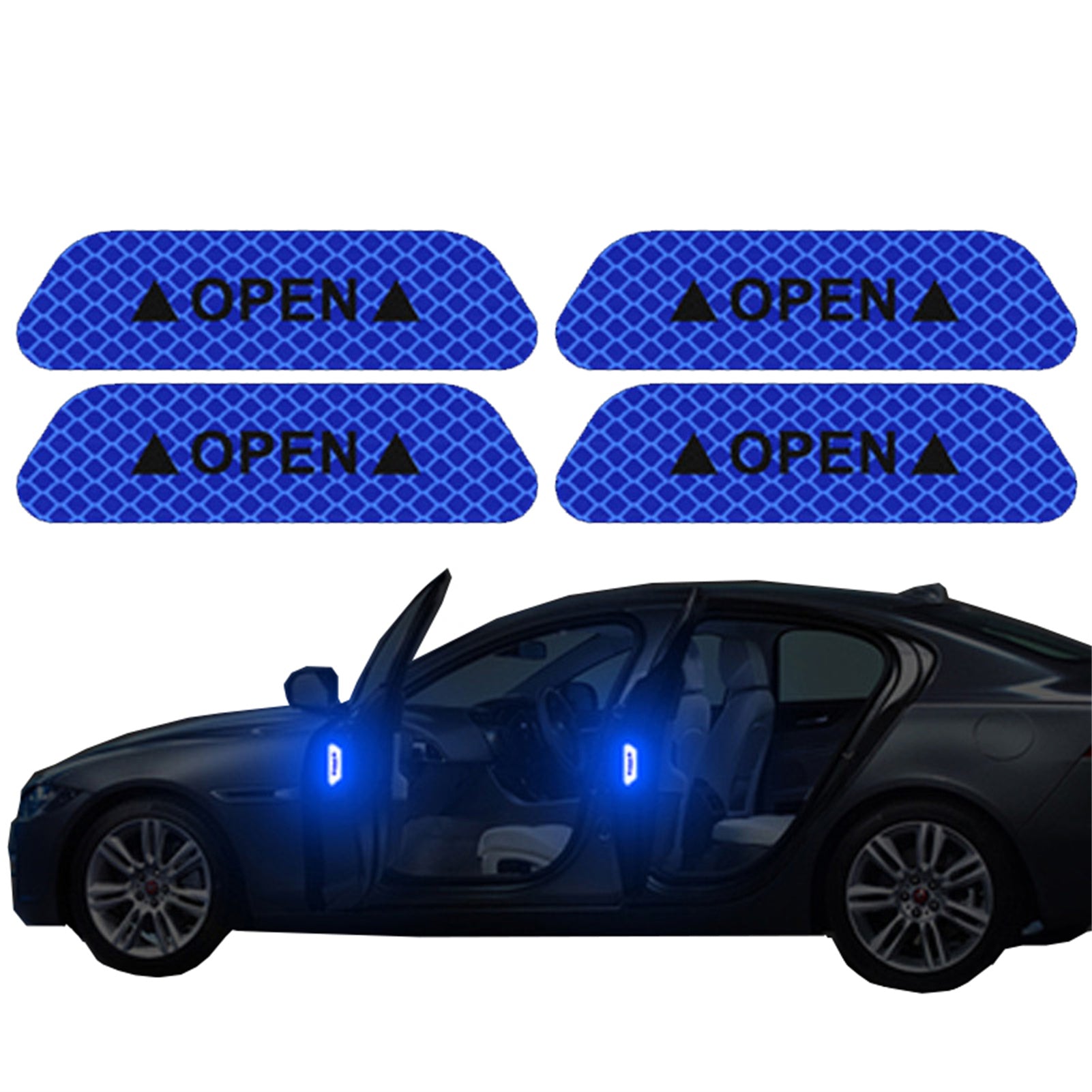 4 Reflective Car Door Stickers Safety Warning Visibility Exterior Interior Universal