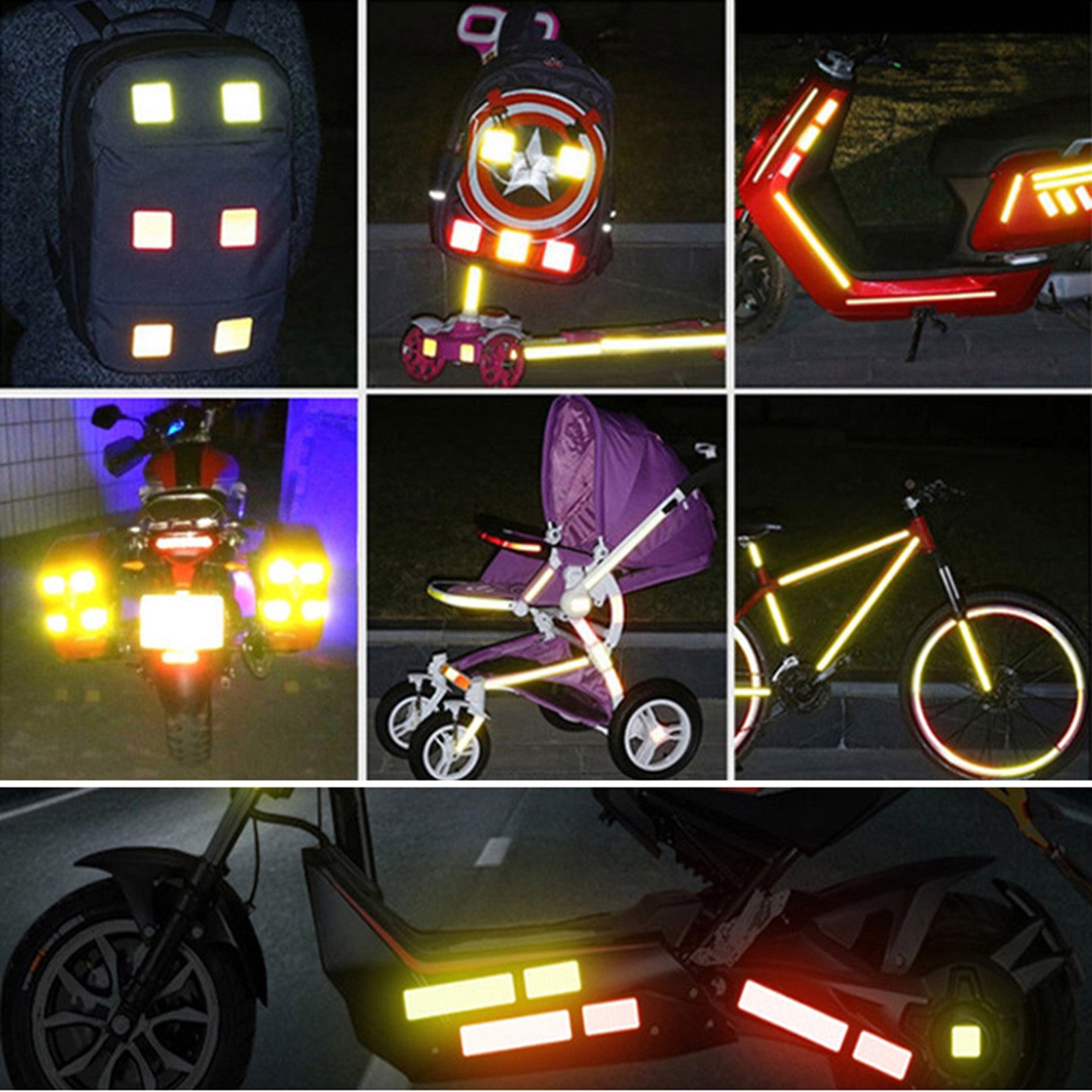 4 Reflective Car Door Stickers Safety Warning Visibility Exterior Interior Universal