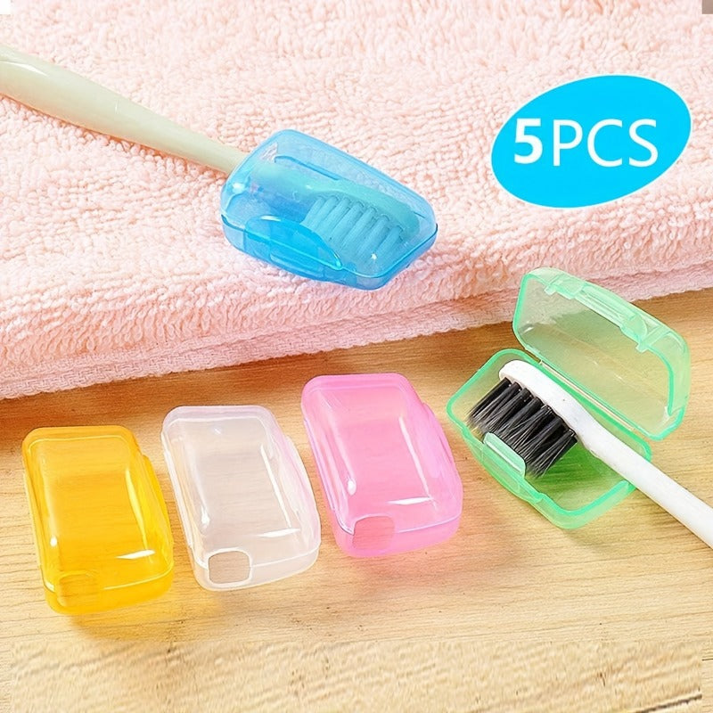 5pcs Portable Toothbrush Head Cover Case Storage Box Protector Cap Holder for Travel and Bathroom
