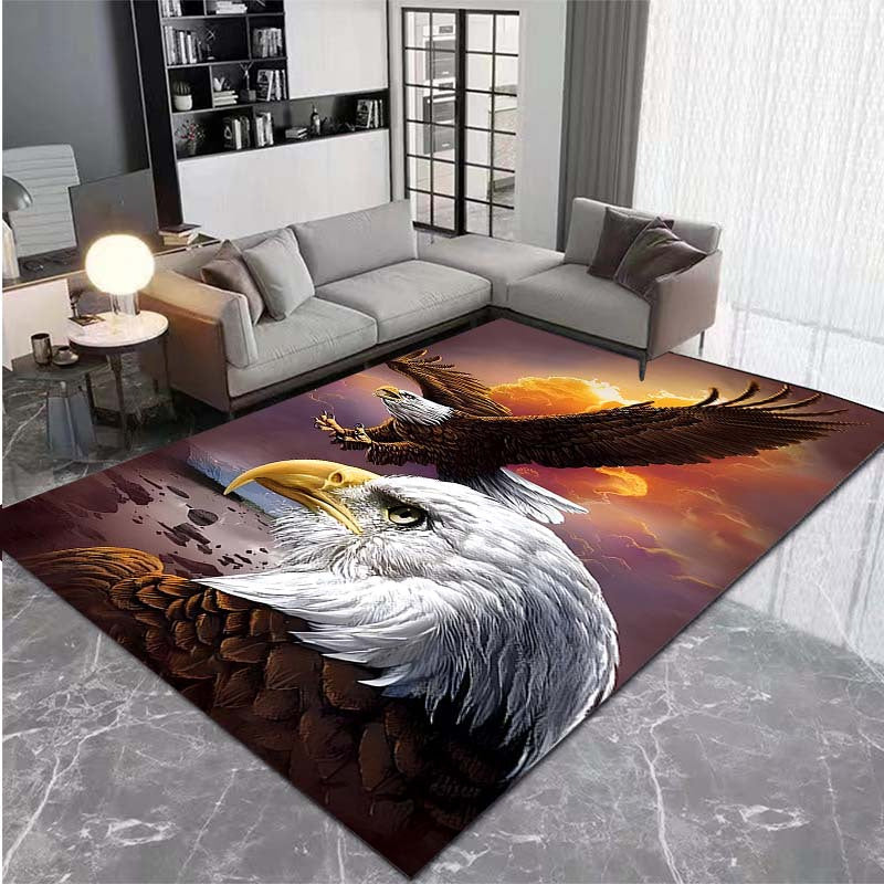 3D Printed Eagle Pattern Area Rug Water Resistant Non-Slip Carpet for Living Room