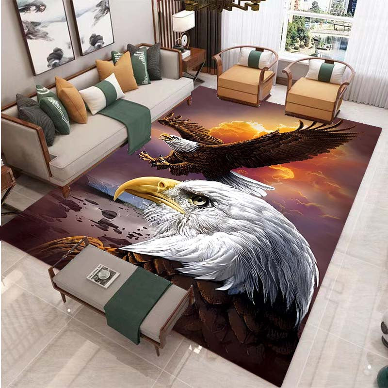 3D Printed Eagle Pattern Area Rug Water Resistant Non-Slip Carpet for Living Room