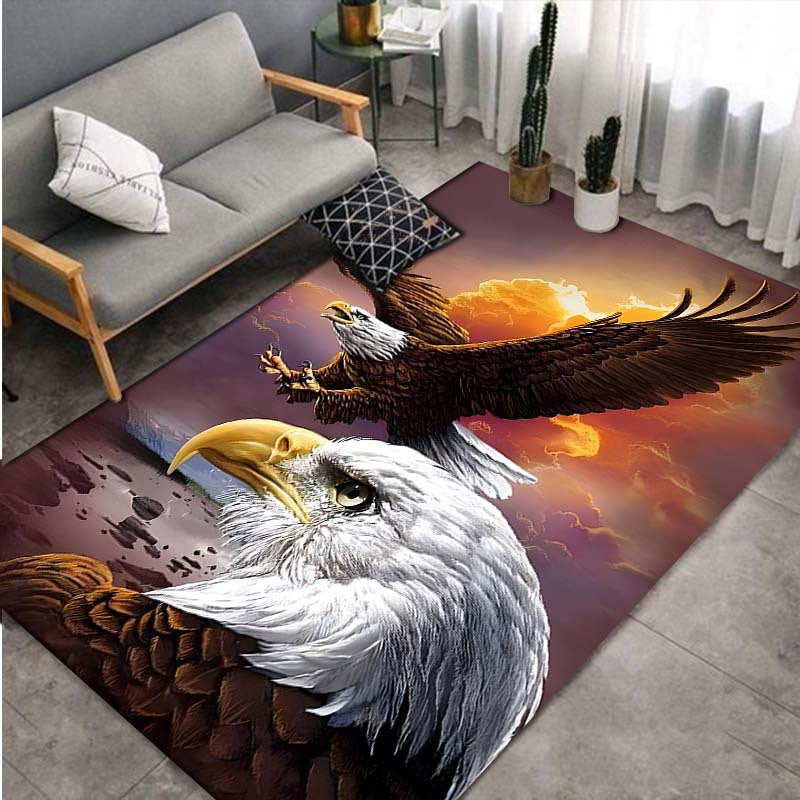 3D Printed Eagle Pattern Area Rug Water Resistant Non-Slip Carpet for Living Room