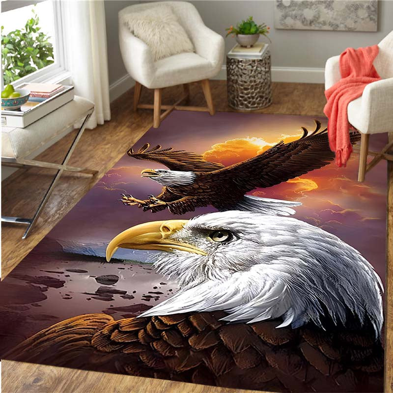 3D Printed Eagle Pattern Area Rug Water Resistant Non-Slip Carpet for Living Room