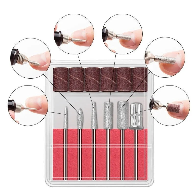 Electric Nail Drill Kit with 6 Sanding Bands and Nail Art Pen for Manicure and Pedicure