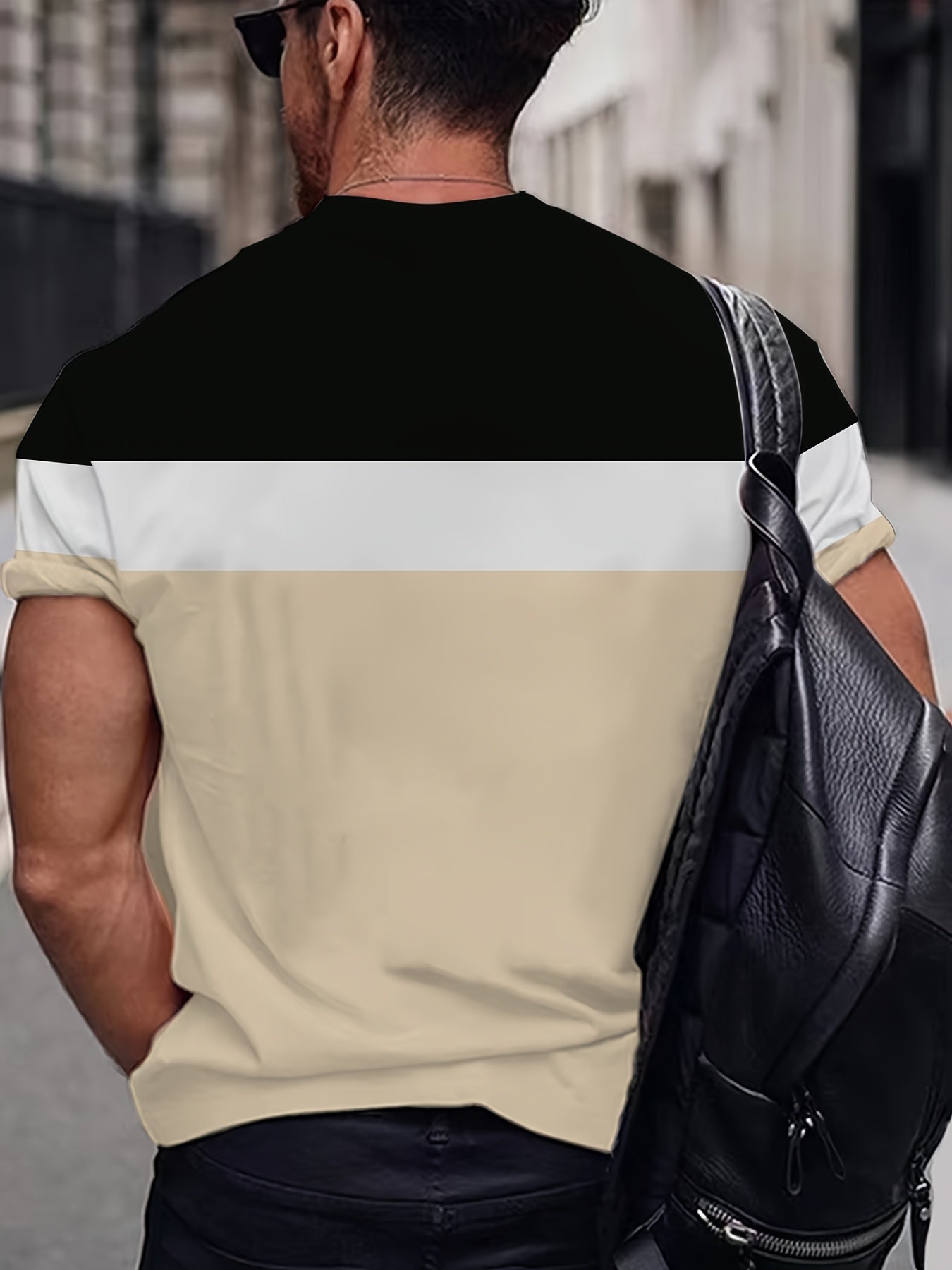 Men's Plus Size Color Block Letter K Print Cotton Stretch T-Shirt Casual Summer Sportswear