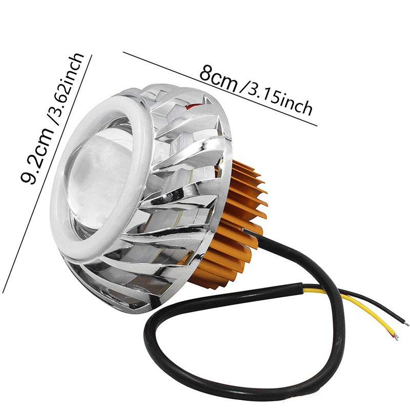 Motorcycle LED Headlight Projector Lens Dual Angel Devil Eye Headlamp Cyclone Style
