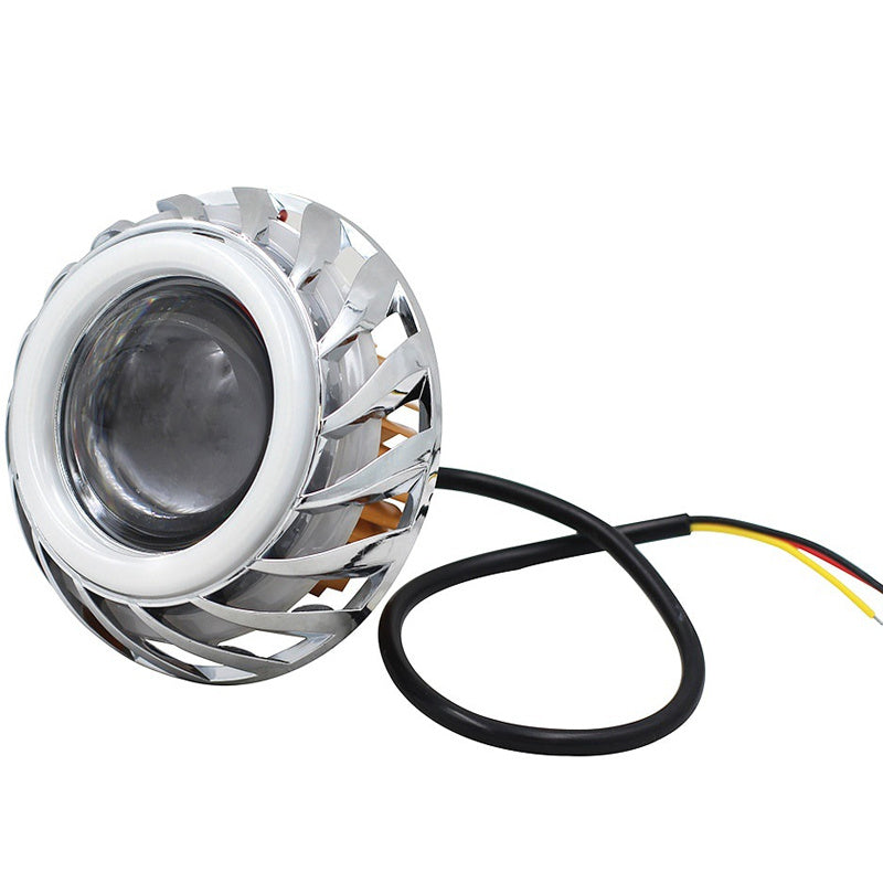 Motorcycle LED Headlight Projector Lens Dual Angel Devil Eye Headlamp Cyclone Style