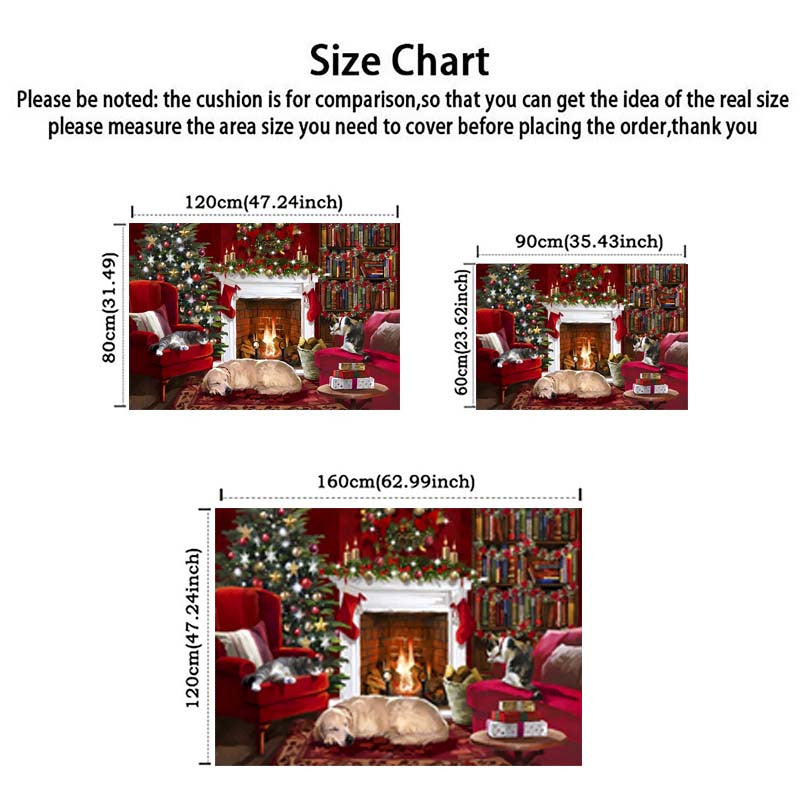 Christmas Dog Print Rug Machine Washable Holiday Decor for Living Room and Outdoor