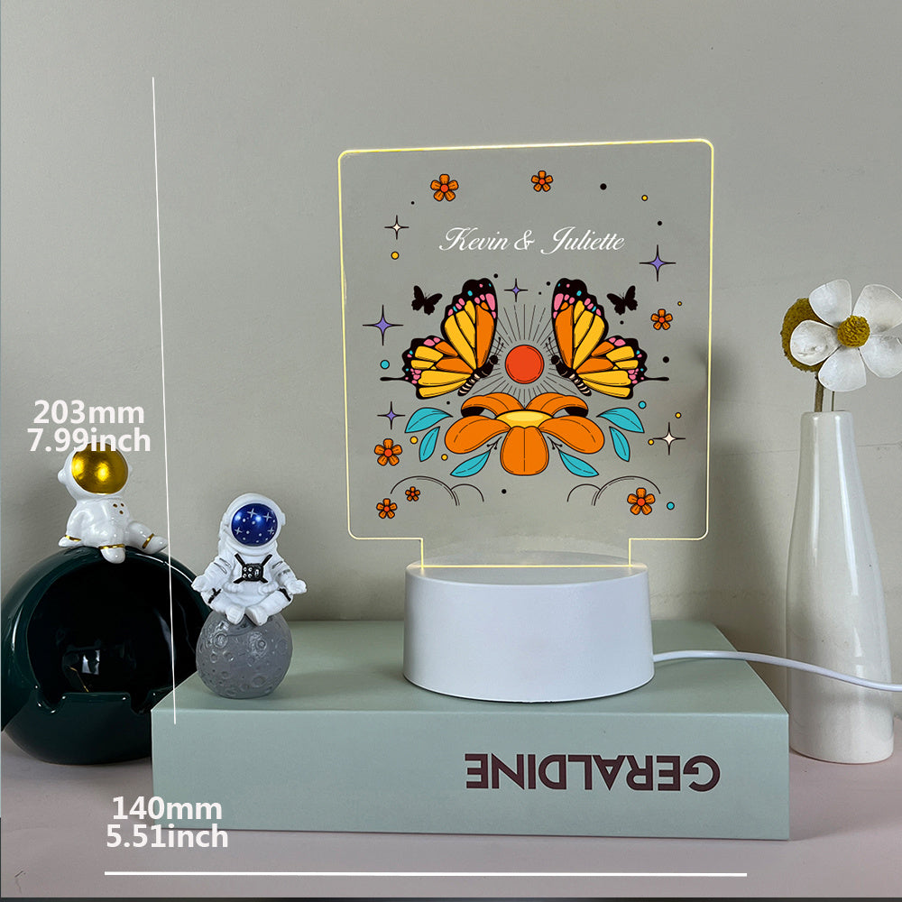 Butterfly and Flower LED Night Light USB Powered 3 Color Illusion Gift
