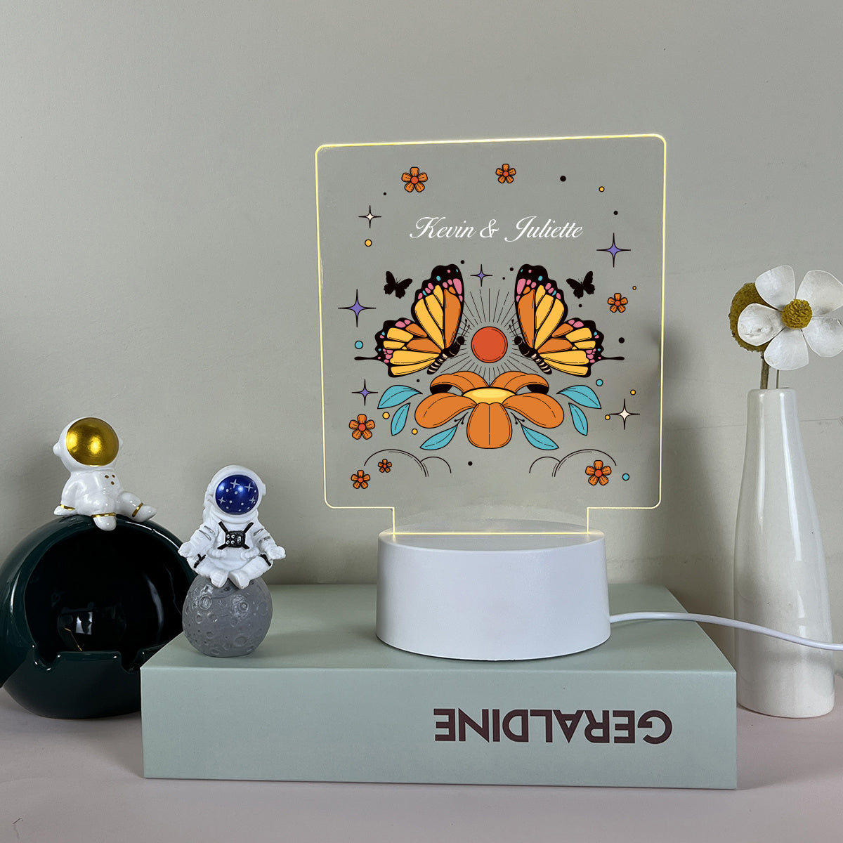Butterfly and Flower LED Night Light USB Powered 3 Color Illusion Gift