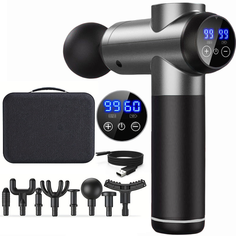Electric Massage Gun with 8 Heads for Body Relaxation USB Rechargeable Lithium Battery