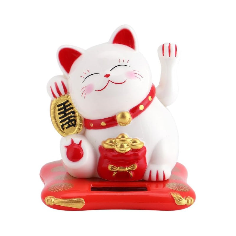Lucky Beckoning Cat Decor Solar Waving Wealth Cat for Shop Home Car