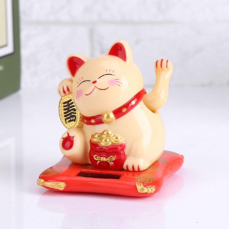 Lucky Beckoning Cat Decor Solar Waving Wealth Cat for Shop Home Car