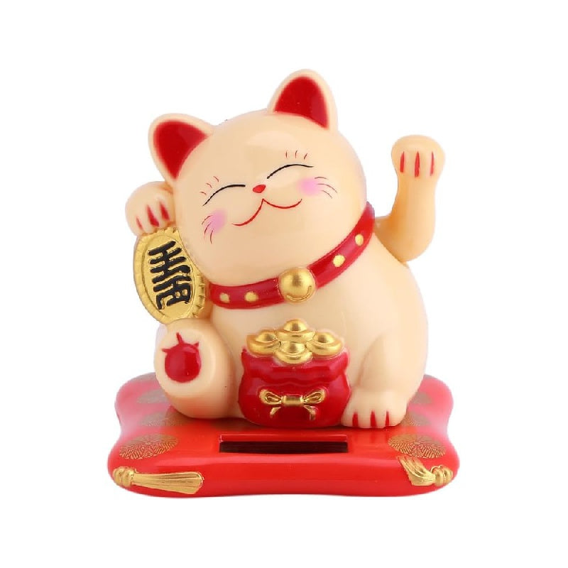Lucky Beckoning Cat Decor Solar Waving Wealth Cat for Shop Home Car
