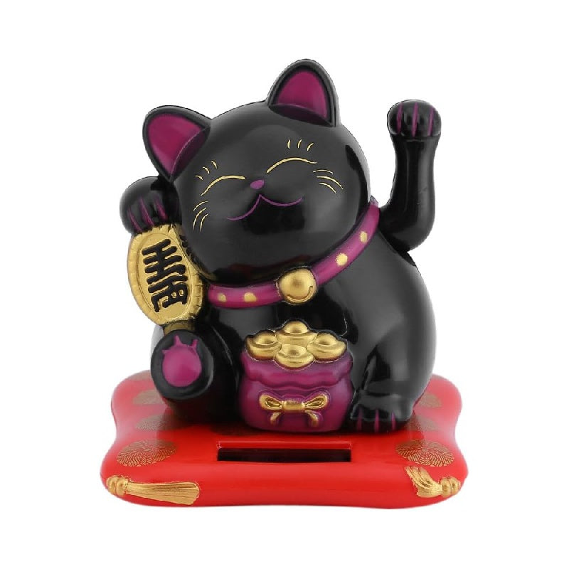 Lucky Beckoning Cat Decor Solar Waving Wealth Cat for Shop Home Car