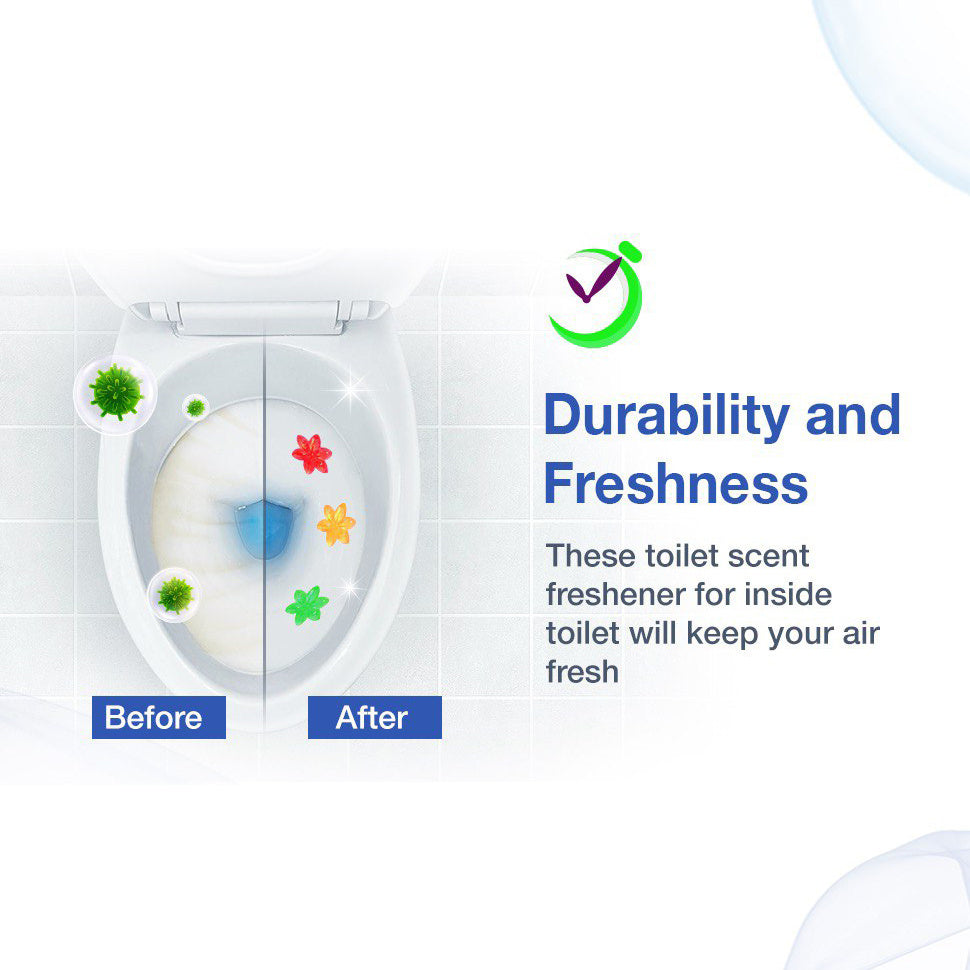 Juego de 6 sellos de gel para inodoro con diseño de flores para eliminación de olores y fragancia fresca