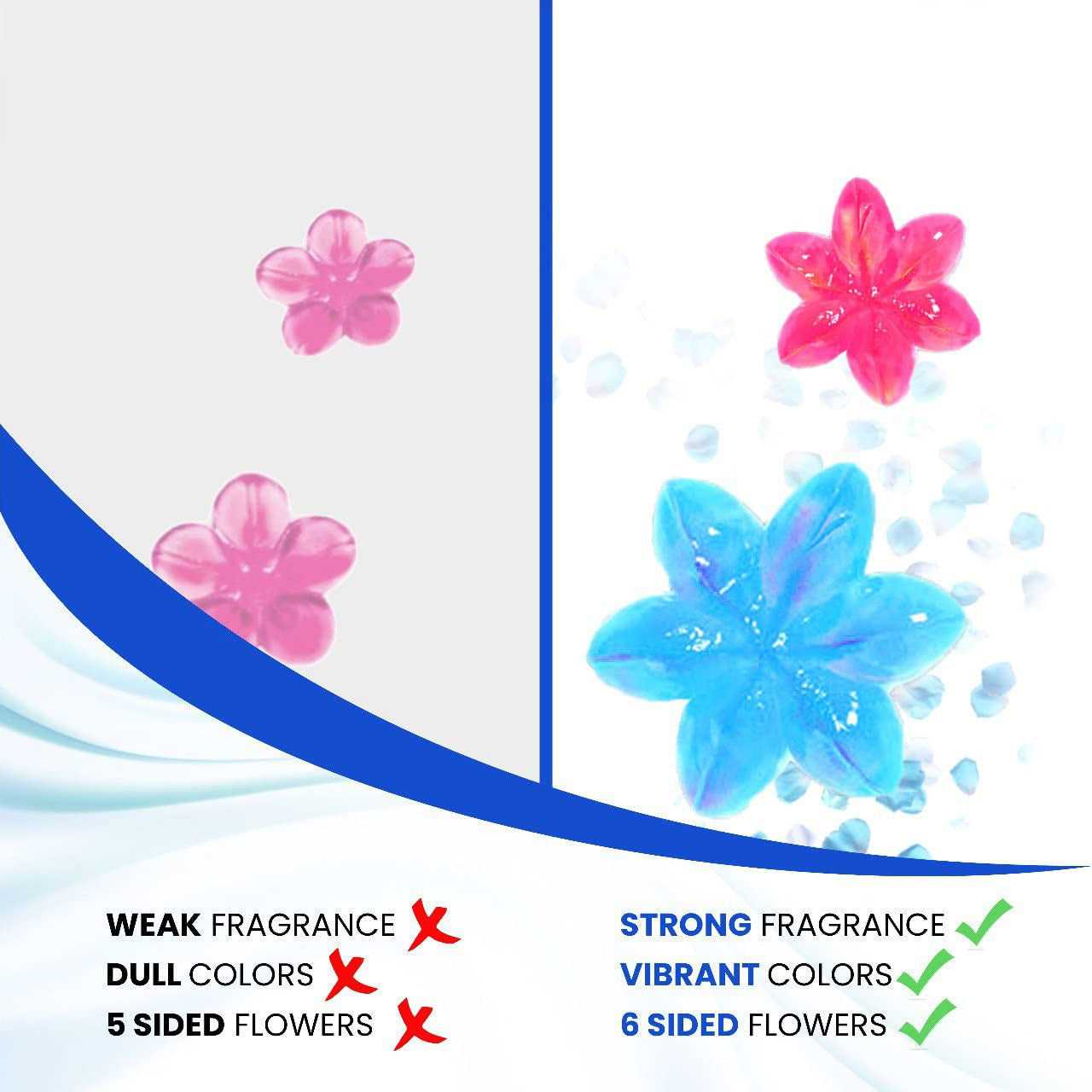 Juego de 6 sellos de gel para inodoro con diseño de flores para eliminación de olores y fragancia fresca
