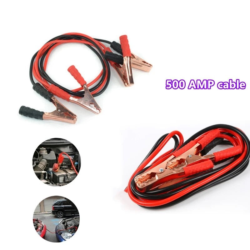 Car Battery Charger with 500A Power Start Booster Jumper Cables